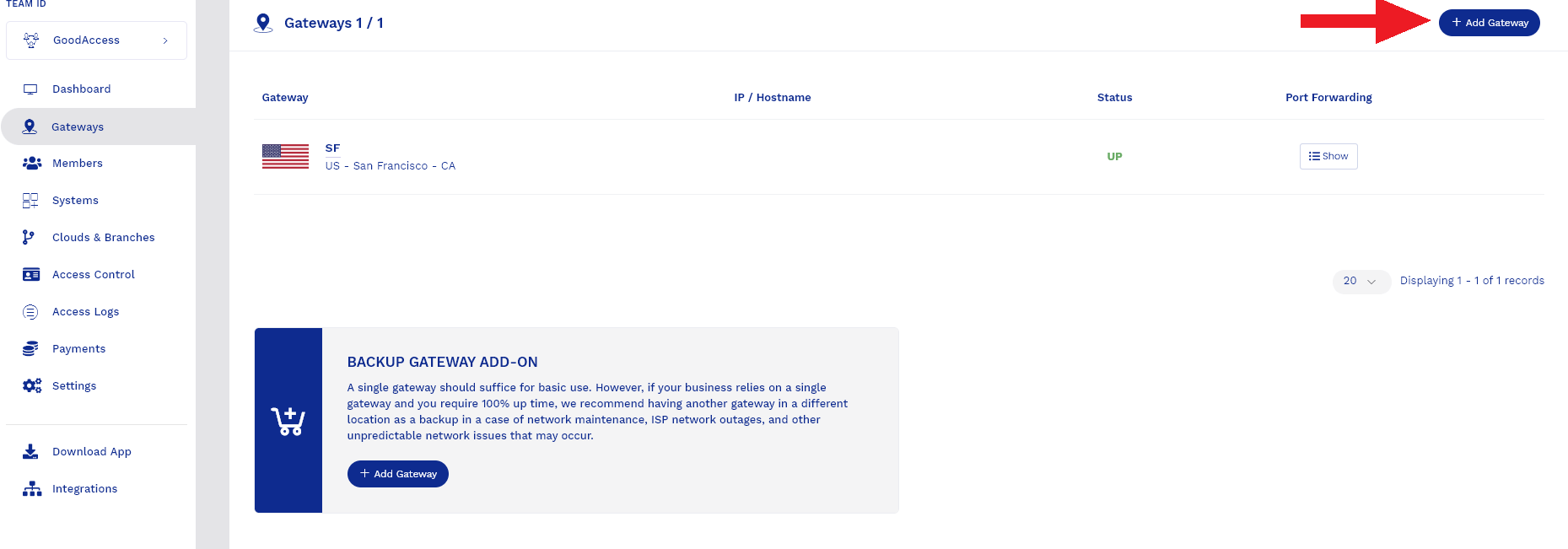 GoodAccess - Add Gateway
