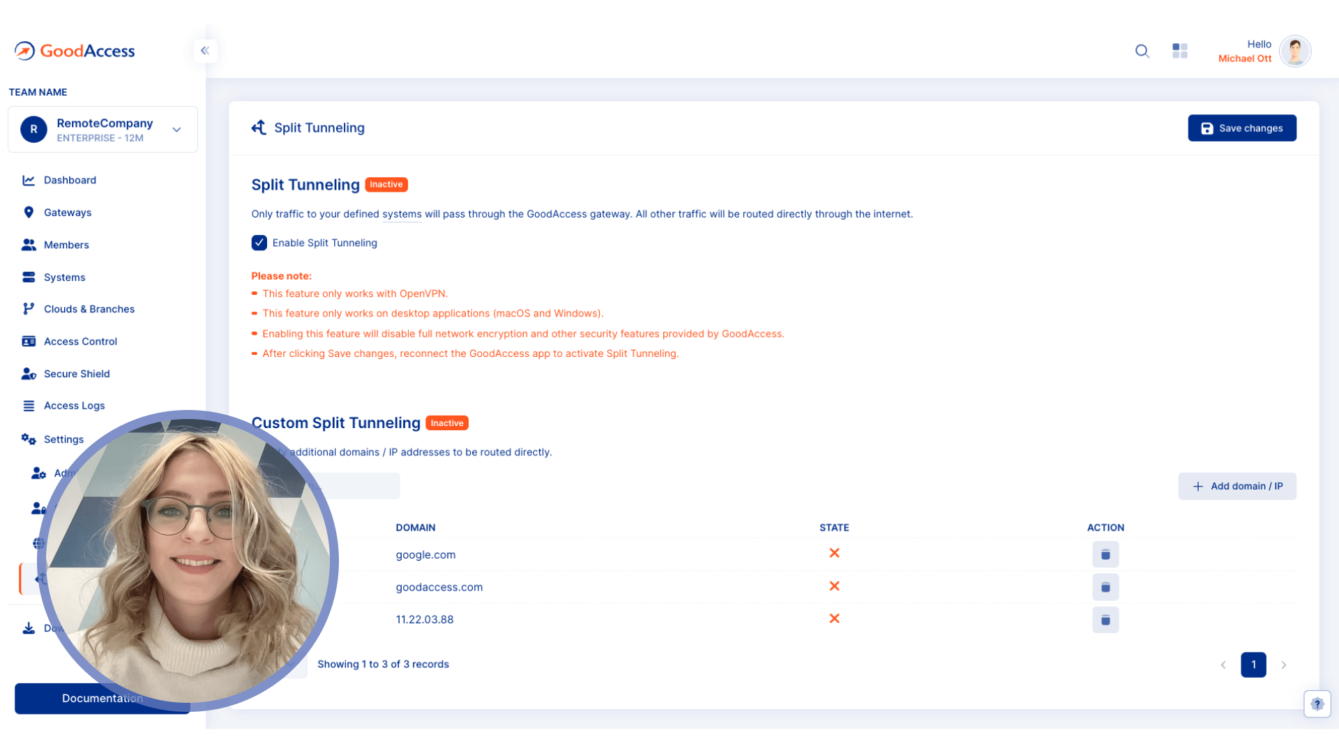 How to use GoodAccess split tunneling video demo