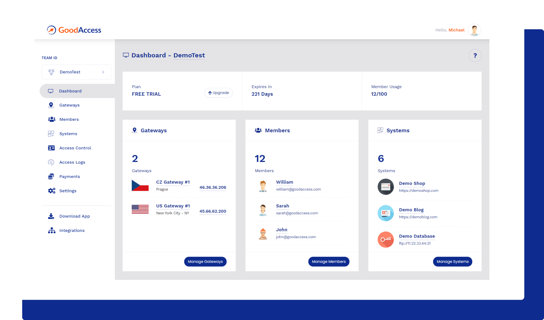 dashboard in GoodAccess product tour