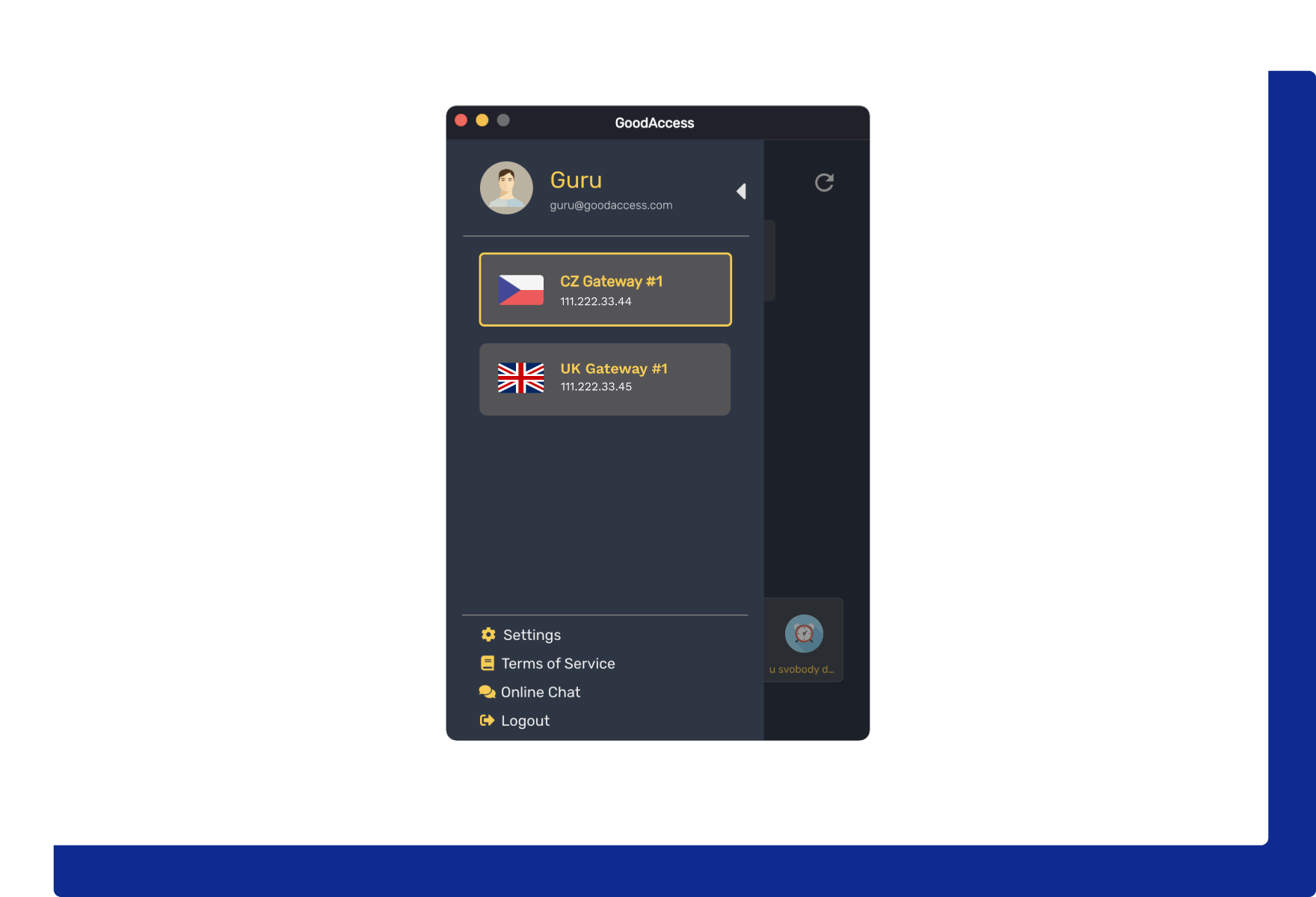 GoodAccess App - change gateaways