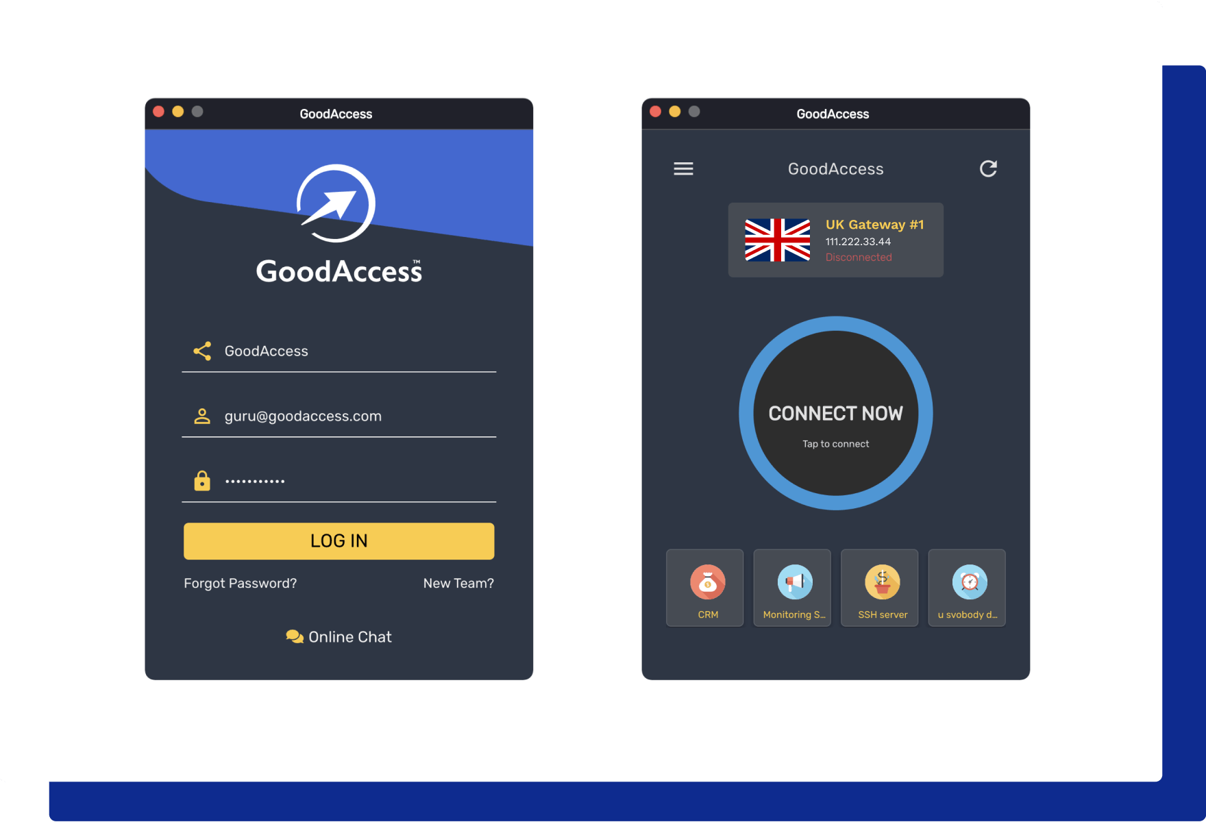GoodAccess app - secure connection